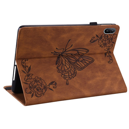 For Huawei MatePad SE 11 2024 Butterfly Flower Embossed Leather Tablet Case(Brown) by buy2fix