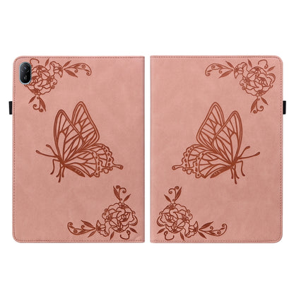For Huawei MatePad SE 11 2024 Butterfly Flower Embossed Leather Tablet Case(Rose Gold) by buy2fix