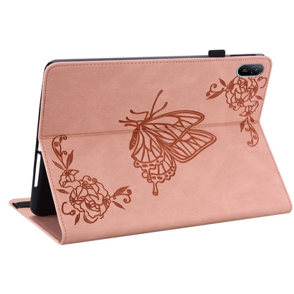 For Huawei MatePad SE 11 2024 Butterfly Flower Embossed Leather Tablet Case(Rose Gold) by buy2fix
