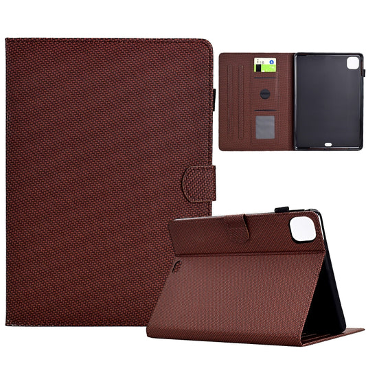 For iPad Pro 11 2025 / 2024 Solid Color Fiber Texture Smart Tablet Leather Case(Brown) by buy2fix