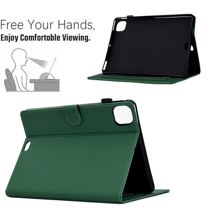 For iPad Pro 11 2024 Solid Color Fiber Texture Smart Tablet Leather Case(Green) - iPad Pro 11 2024 Cases by buy2fix | Online Shopping UK | buy2fix