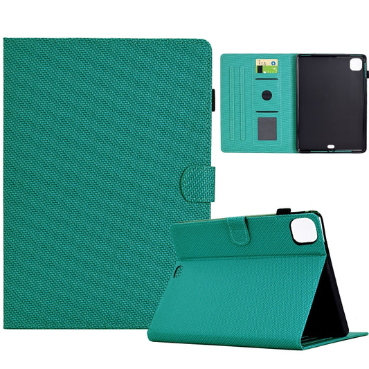 For iPad Pro 11 2025 / 2024 Solid Color Fiber Texture Smart Tablet Leather Case(Lake Green) by buy2fix