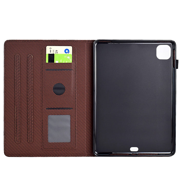 For iPad Pro 11 2022 / 2022 Solid Color Fiber Texture Smart Tablet Leather Case(Brown) - iPad Pro 11 (2022/2021) Cases by buy2fix | Online Shopping UK | buy2fix