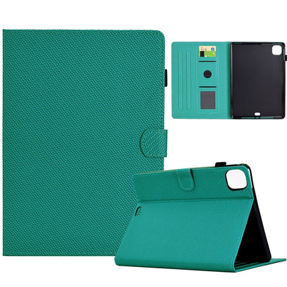 For iPad Pro 11 2022 / 2022 Solid Color Fiber Texture Smart Tablet Leather Case(Lake Green) - iPad Pro 11 (2022/2021) Cases by buy2fix | Online Shopping UK | buy2fix