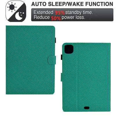 For iPad Pro 11 2022 / 2022 Solid Color Fiber Texture Smart Tablet Leather Case(Lake Green) - iPad Pro 11 (2022/2021) Cases by buy2fix | Online Shopping UK | buy2fix