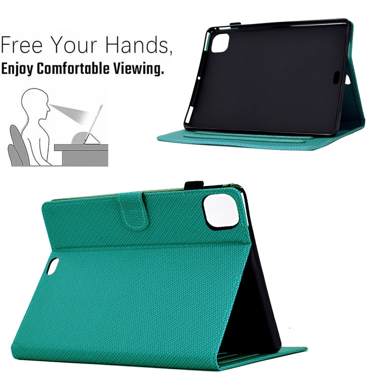 For iPad Pro 11 2022 / 2022 Solid Color Fiber Texture Smart Tablet Leather Case(Lake Green) - iPad Pro 11 (2022/2021) Cases by buy2fix | Online Shopping UK | buy2fix