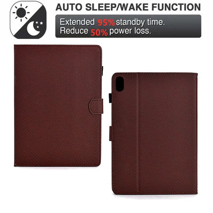 For iPad 2025 / 2022 Solid Color Fiber Texture Smart Tablet Leather Case(Brown) - iPad 2025 / 2022 Cases by buy2fix | Online Shopping UK | buy2fix