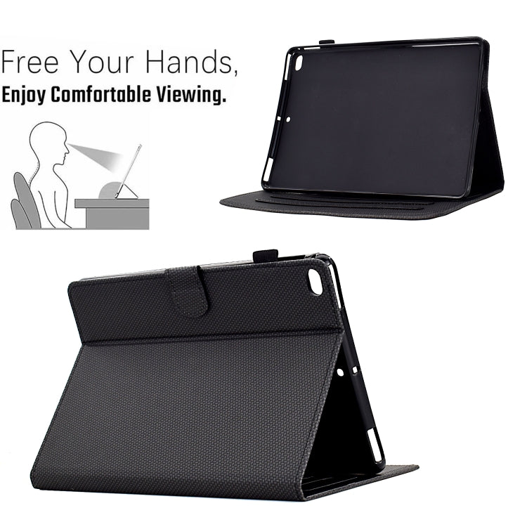 For iPad Air 10.5 2019 Solid Color Fiber Texture Smart Tablet Leather Case(Black) - iPad Air (2019) Cases by buy2fix | Online Shopping UK | buy2fix