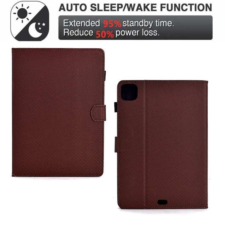 For iPad Air 10.9 2022 / 2020 Solid Color Fiber Texture Smart Tablet Leather Case(Brown) - iPad Air (2022) / (2020) 10.9 Cases by buy2fix | Online Shopping UK | buy2fix