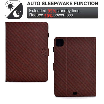 For iPad Air 10.9 2022 / 2020 Solid Color Fiber Texture Smart Tablet Leather Case(Brown) - iPad Air (2022) / (2020) 10.9 Cases by buy2fix | Online Shopping UK | buy2fix