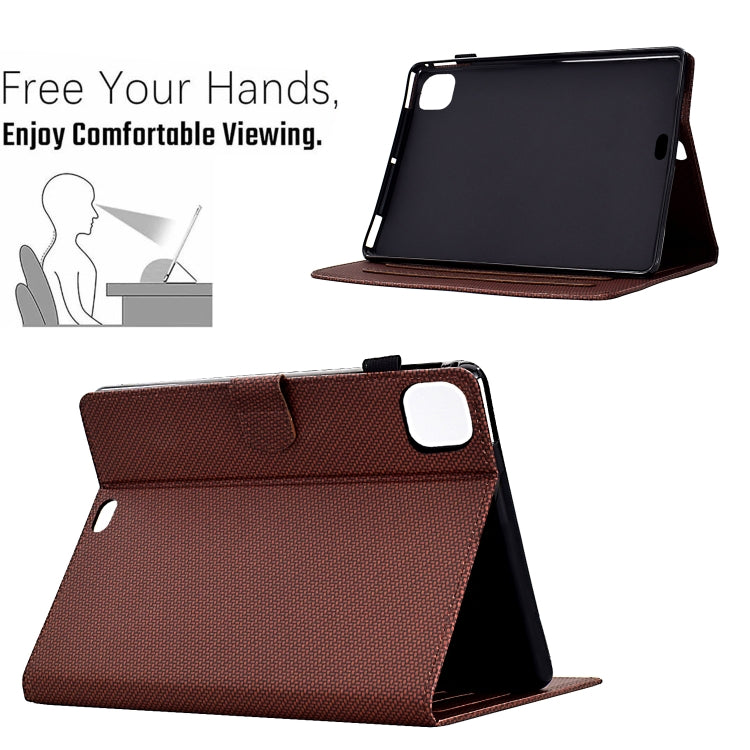 For iPad Air 10.9 2022 / 2020 Solid Color Fiber Texture Smart Tablet Leather Case(Brown) - iPad Air (2022) / (2020) 10.9 Cases by buy2fix | Online Shopping UK | buy2fix