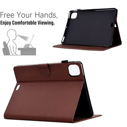 For iPad Air 10.9 2022 / 2020 Solid Color Fiber Texture Smart Tablet Leather Case(Brown) - iPad Air (2022) / (2020) 10.9 Cases by buy2fix | Online Shopping UK | buy2fix