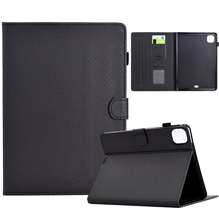 For iPad Air 10.9 2022 / 2020 Solid Color Fiber Texture Smart Tablet Leather Case(Black) - iPad Air (2022) / (2020) 10.9 Cases by buy2fix | Online Shopping UK | buy2fix