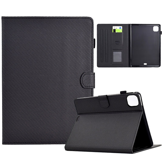 For iPad Air 10.9 2022 / 2020 Solid Color Fiber Texture Smart Tablet Leather Case(Black) - iPad Air (2022) / (2020) 10.9 Cases by buy2fix | Online Shopping UK | buy2fix