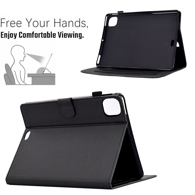 For iPad Air 10.9 2022 / 2020 Solid Color Fiber Texture Smart Tablet Leather Case(Black) - iPad Air (2022) / (2020) 10.9 Cases by buy2fix | Online Shopping UK | buy2fix