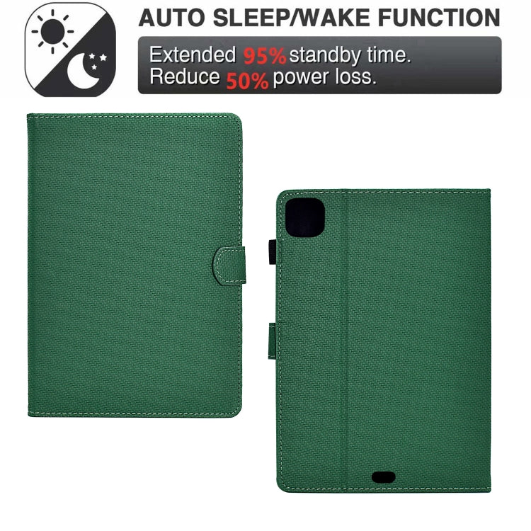 For iPad Air 10.9 2022 / 2020 Solid Color Fiber Texture Smart Tablet Leather Case(Green) - iPad Air (2022) / (2020) 10.9 Cases by buy2fix | Online Shopping UK | buy2fix