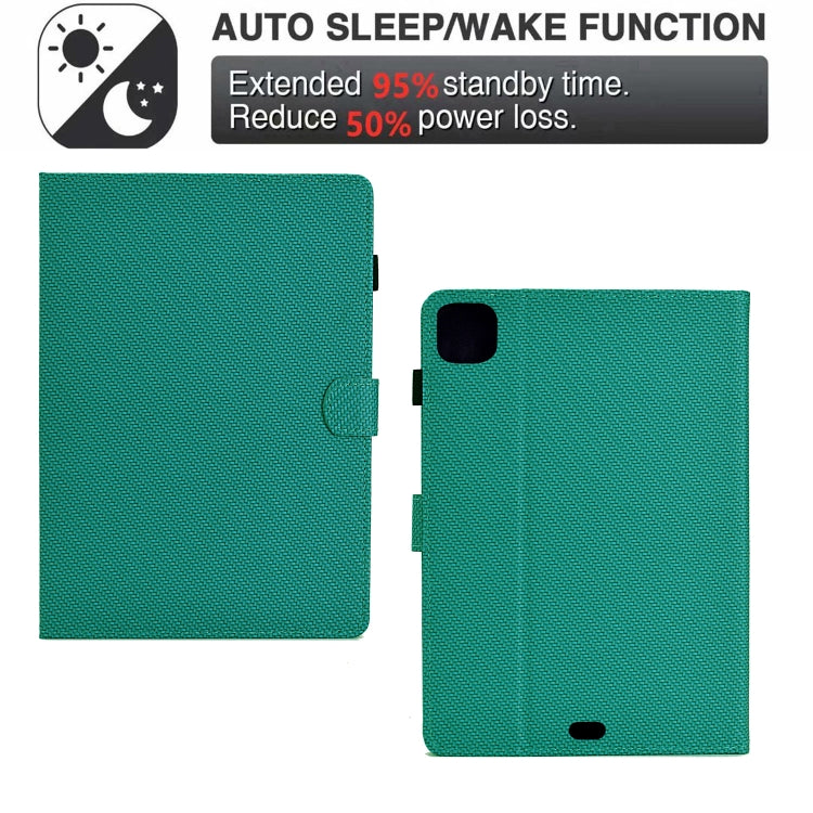 For iPad Air 10.9 2022 / 2020 Solid Color Fiber Texture Smart Tablet Leather Case(Lake Green) - iPad Air (2022) / (2020) 10.9 Cases by buy2fix | Online Shopping UK | buy2fix