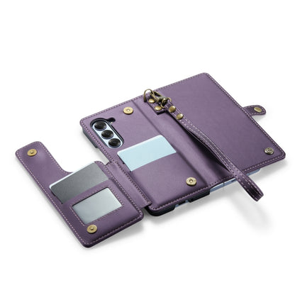 For Samsung Galaxy Z Fold6 5G CaseMe C22 PC+TPU Business Style RFID Anti-theft Lanyard Leather Phone Case with Pen Slot(Purple) - Galaxy Z Fold6 5G Cases by CaseMe | Online Shopping UK | buy2fix