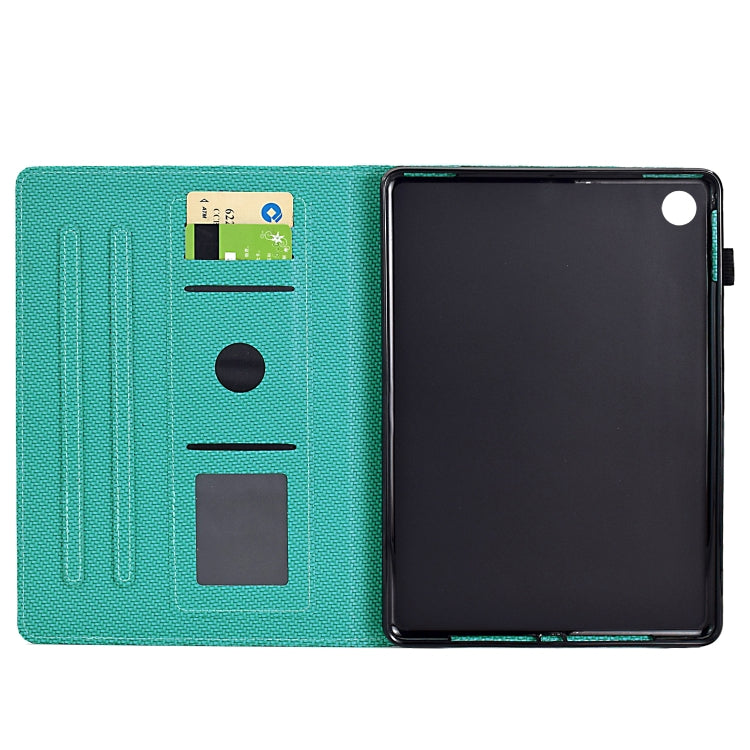 For Samsung Galaxy Tab A9 Solid Color Fiber Texture Smart Tablet Leather Case(Lake Green) - Galaxy Tab A9 by buy2fix | Online Shopping UK | buy2fix