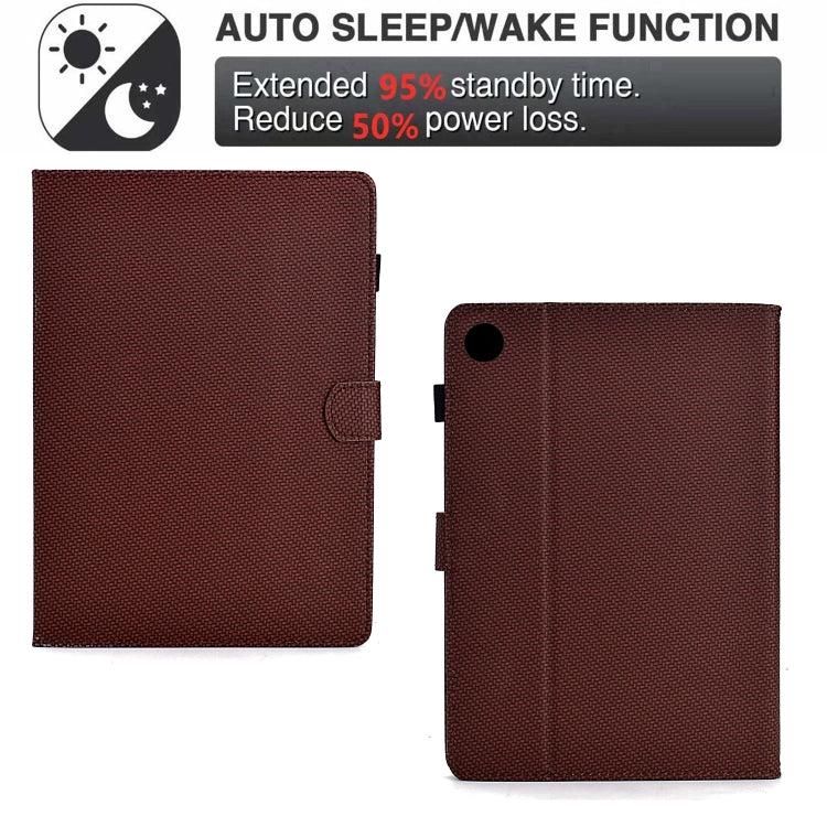 For Samsung Galaxy Tab A9+ Solid Color Fiber Texture Smart Tablet Leather Case(Brown) - Galaxy Tab A9+ by buy2fix | Online Shopping UK | buy2fix