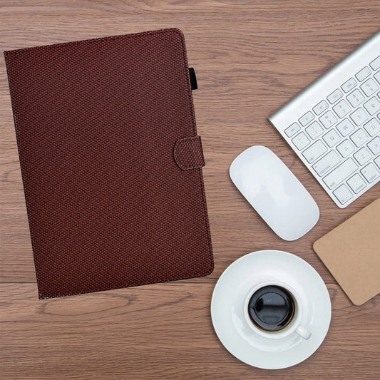 For Samsung Galaxy Tab S6 Lite Solid Color Fiber Texture Smart Tablet Leather Case(Brown) by buy2fix