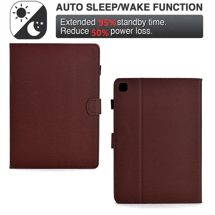 For Samsung Galaxy Tab S6 Lite Solid Color Fiber Texture Smart Tablet Leather Case(Brown) - Tab S6 Lite P610 / P615 by buy2fix | Online Shopping UK | buy2fix