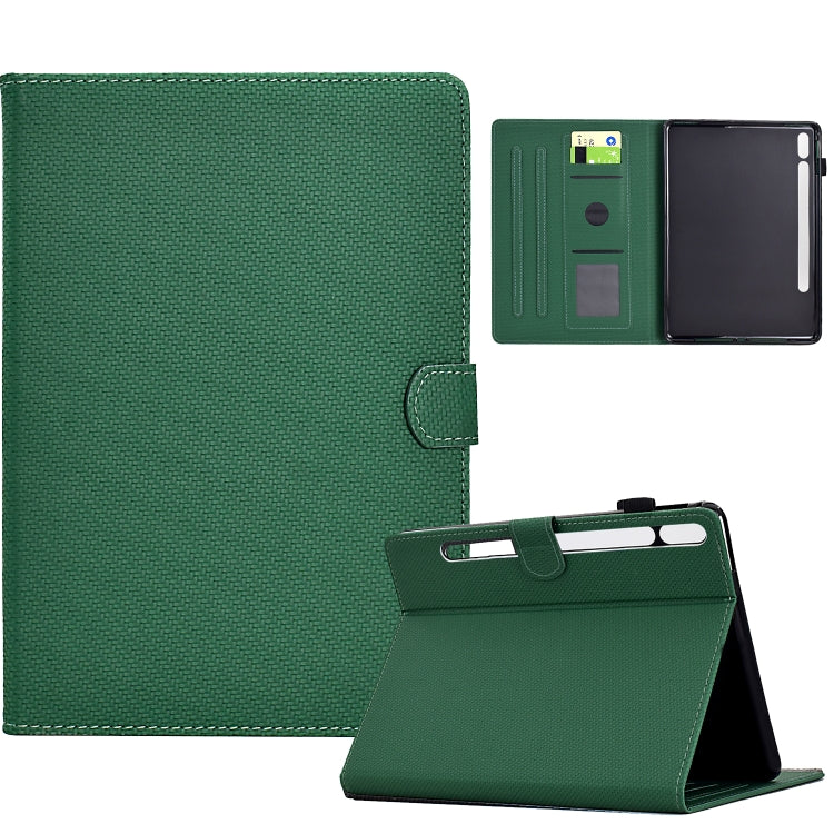 For Samsung Galaxy Tab S7 / S8 Solid Color Fiber Texture Smart Tablet Leather Case(Green) by buy2fix