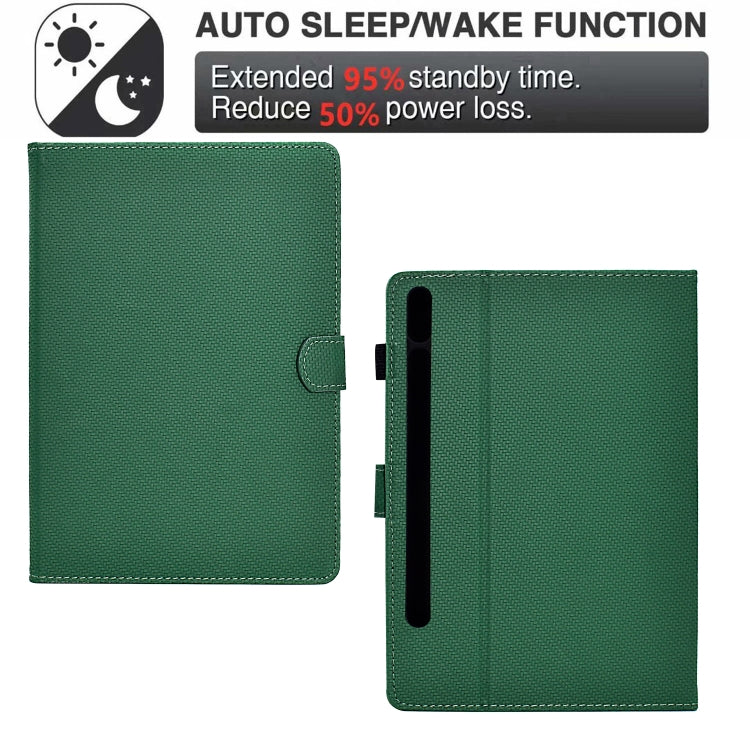 For Samsung Galaxy Tab S7 / S8 Solid Color Fiber Texture Smart Tablet Leather Case(Green) by buy2fix
