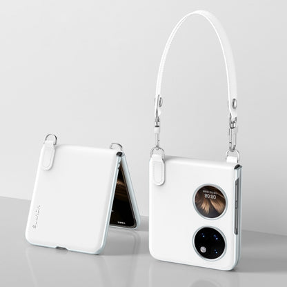 For Huawei P50 Pocket / Pocket S SULADA Skin Feel Liquid Leather Phone Case with Strap(White) - Huawei Cases by SULADA | Online Shopping UK | buy2fix