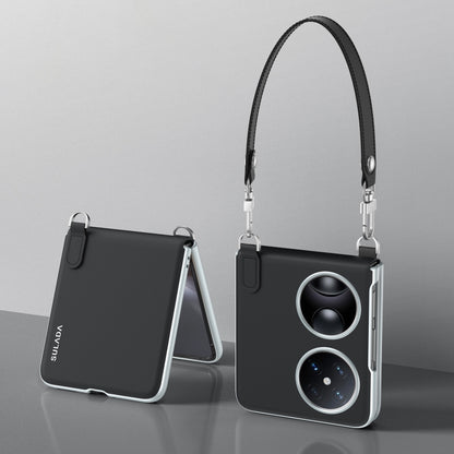 For Huawei Pocket 2 SULADA Skin Feel Liquid Leather Phone Case with Strap(Black) - Huawei Cases by SULADA | Online Shopping UK | buy2fix