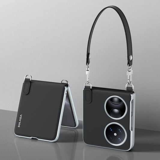 For Huawei Pocket 2 SULADA Skin Feel Liquid Leather Phone Case with Strap(Black) - Huawei Cases by SULADA | Online Shopping UK | buy2fix