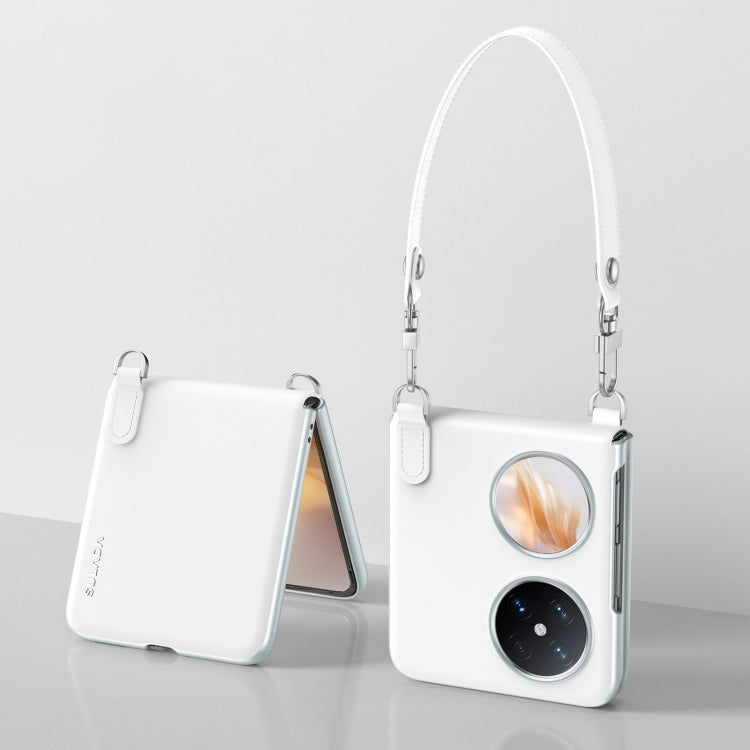 For Huawei Pocket 2 SULADA Skin Feel Liquid Leather Phone Case with Strap(White) - Huawei Cases by SULADA | Online Shopping UK | buy2fix