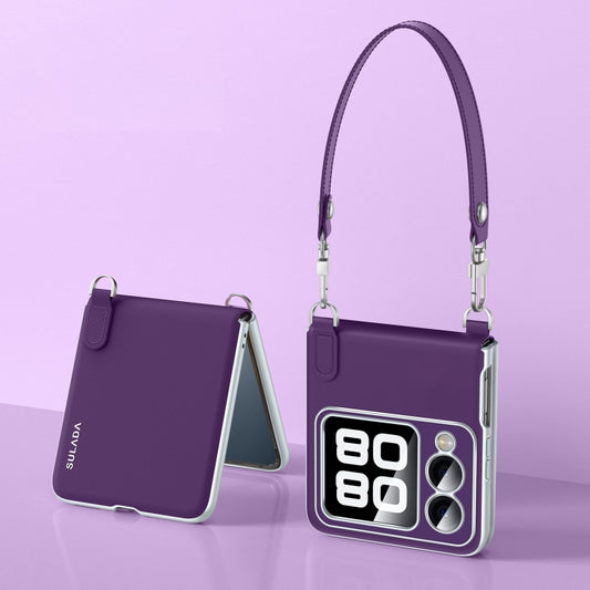 For Huawei nova Flip SULADA Skin Feel Liquid Leather Phone Case with Strap(Purple) - Huawei Cases by SULADA | Online Shopping UK | buy2fix