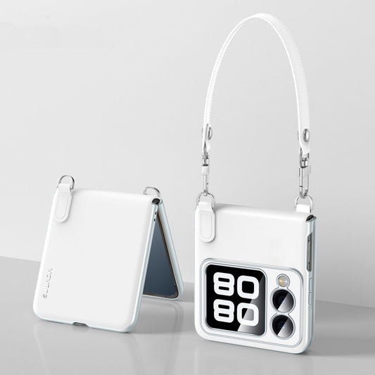 For Huawei nova Flip SULADA Skin Feel Liquid Leather Phone Case with Strap(White) - Huawei Cases by SULADA | Online Shopping UK | buy2fix