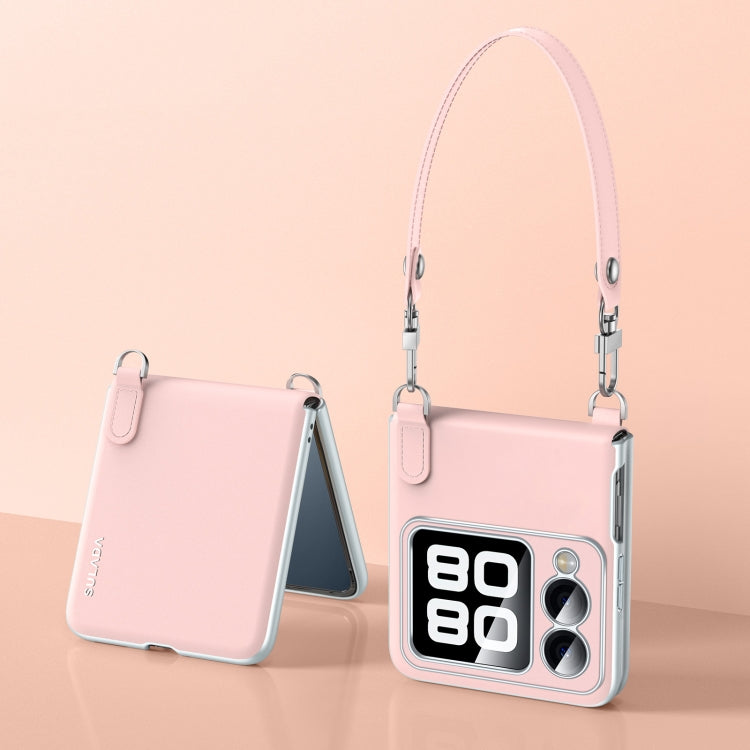 For Huawei nova Flip SULADA Skin Feel Liquid Leather Phone Case with Strap(Pink) - Huawei Cases by SULADA | Online Shopping UK | buy2fix