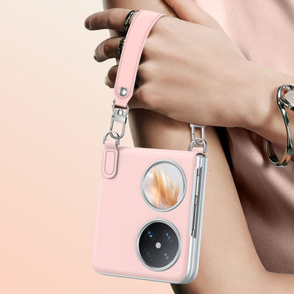 For Huawei nova Flip SULADA Skin Feel Liquid Leather Phone Case with Strap(Pink) - Huawei Cases by SULADA | Online Shopping UK | buy2fix