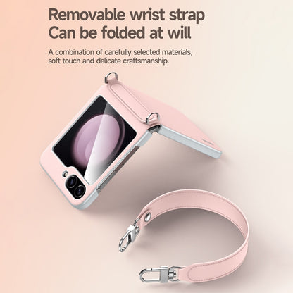 For Samsung Galaxy Z Flip5 SULADA Skin Feel Liquid Leather Phone Case with Strap(Pink) - Galaxy Z Flip5 Cases by SULADA | Online Shopping UK | buy2fix