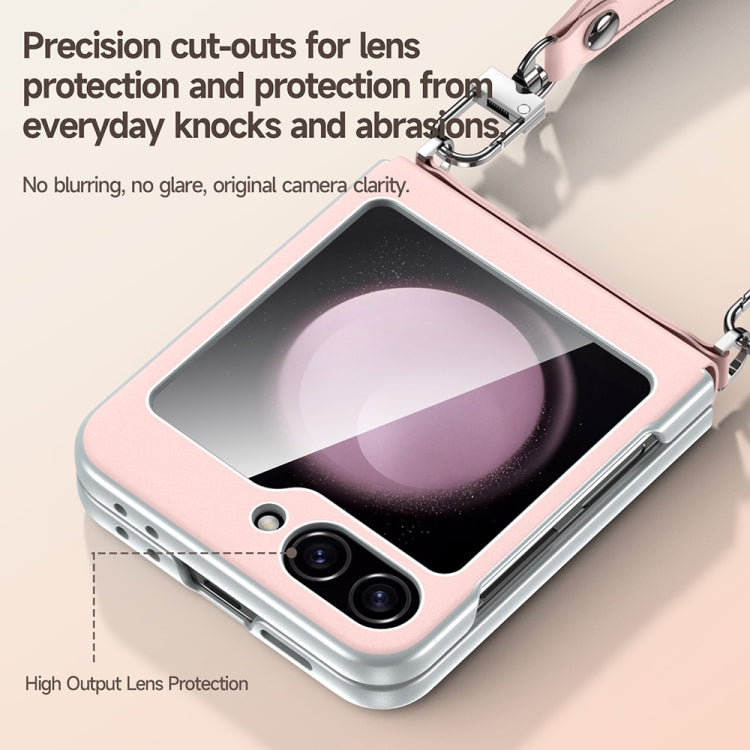 For Samsung Galaxy Z Flip5 SULADA Skin Feel Liquid Leather Phone Case with Strap(Pink) - Galaxy Z Flip5 Cases by SULADA | Online Shopping UK | buy2fix