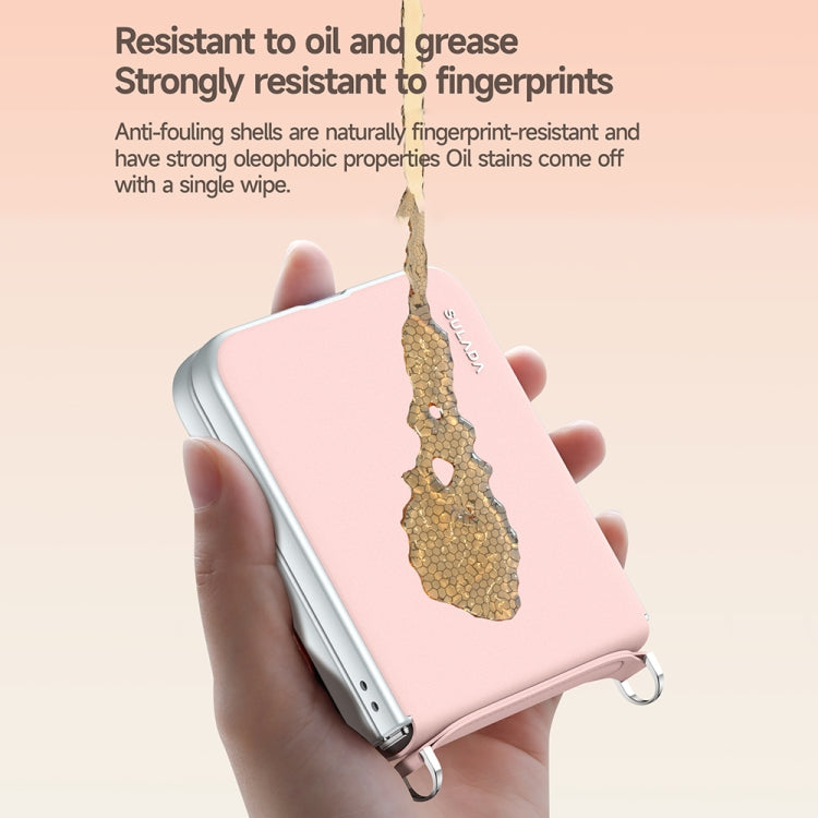 For Samsung Galaxy Z Flip5 SULADA Skin Feel Liquid Leather Phone Case with Strap(Pink) - Galaxy Z Flip5 Cases by SULADA | Online Shopping UK | buy2fix