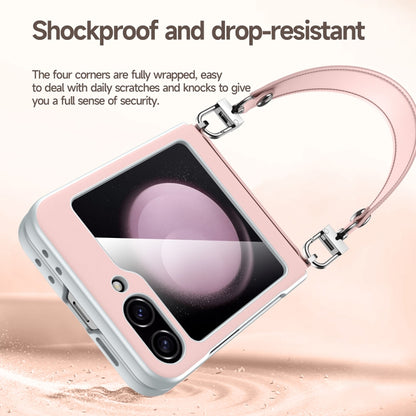 For Samsung Galaxy Z Flip5 SULADA Skin Feel Liquid Leather Phone Case with Strap(Pink) - Galaxy Z Flip5 Cases by SULADA | Online Shopping UK | buy2fix