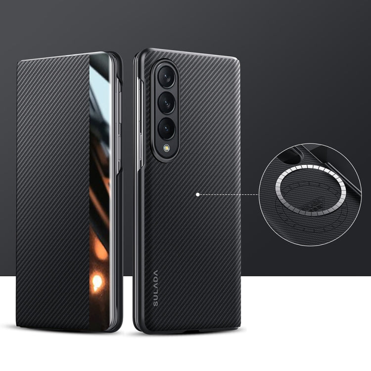 For Samsung Galaxy Z Fold4 SULADA Kevlar 600D Texture Smart Window Leather Phone Case(Black) - Galaxy Z Fold4 5G Cases by SULADA | Online Shopping UK | buy2fix