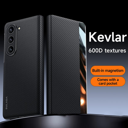 For Samsung Galaxy Z Fold4 SULADA Kevlar 600D Texture Smart Window Leather Phone Case(Purple) - Galaxy Z Fold4 5G Cases by SULADA | Online Shopping UK | buy2fix