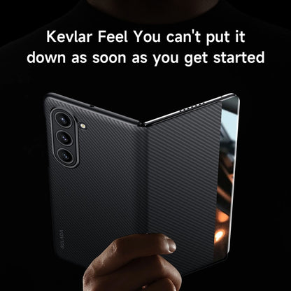 For Samsung Galaxy Z Fold4 SULADA Kevlar 600D Texture Smart Window Leather Phone Case(Black) - Galaxy Z Fold4 5G Cases by SULADA | Online Shopping UK | buy2fix