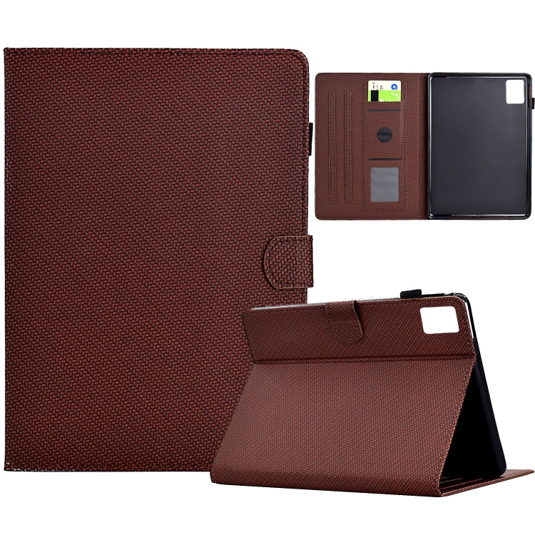 For Lenovo Tab M11 / Xiaoxin Pad 2024 Solid Color Fiber Texture Smart Tablet Leather Case(Brown) by buy2fix