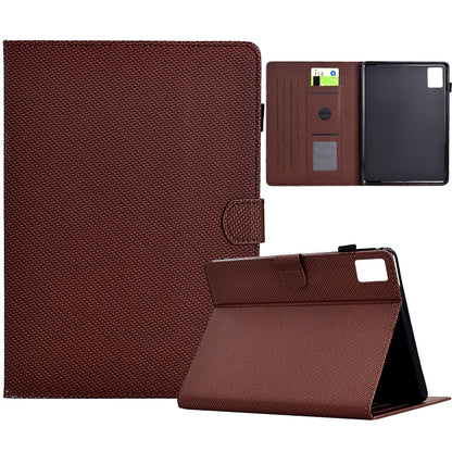 For Lenovo Tab M11 / Xiaoxin Pad 2024 Solid Color Fiber Texture Smart Tablet Leather Case(Brown) by buy2fix