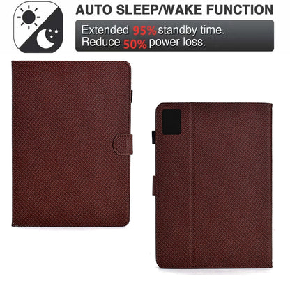 For Lenovo Tab M11 / Xiaoxin Pad 2024 Solid Color Fiber Texture Smart Tablet Leather Case(Brown) by buy2fix