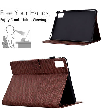 For Lenovo Tab M11 / Xiaoxin Pad 2024 Solid Color Fiber Texture Smart Tablet Leather Case(Brown) by buy2fix