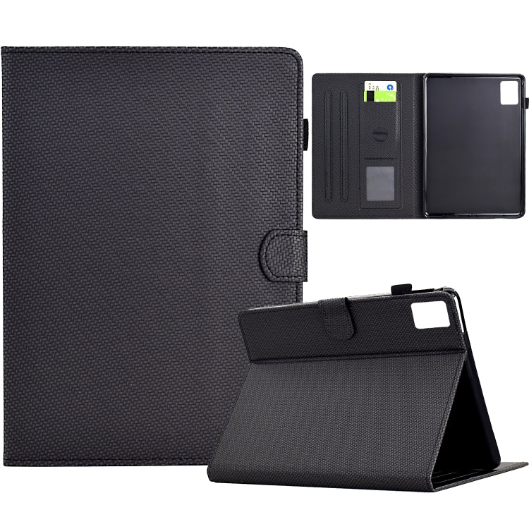 For Lenovo Tab M11 / Xiaoxin Pad 2024 Solid Color Fiber Texture Smart Tablet Leather Case(Black) - Lenovo by buy2fix | Online Shopping UK | buy2fix