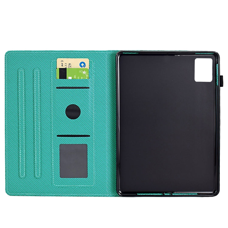 For Lenovo Tab M11 / Xiaoxin Pad 2024 Solid Color Fiber Texture Smart Tablet Leather Case(Lake Green) - Lenovo by buy2fix | Online Shopping UK | buy2fix