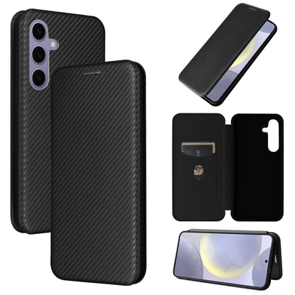 For Samsung Galaxy S25+ 5G Carbon Fiber Texture Flip Leather Phone Case(Black) - Galaxy S25+ 5G Cases by buy2fix | Online Shopping UK | buy2fix